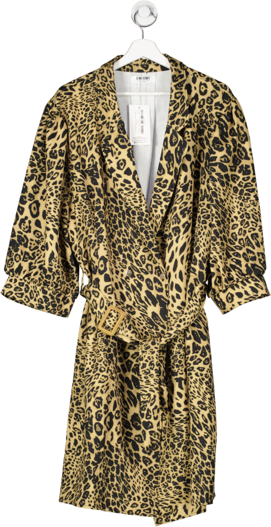 Saint Genies Black Plus Puff Sleeve Blazer Dress With Belt Detail In Leopard Print UK 28