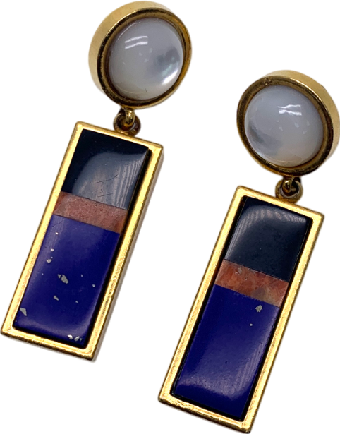 Lizzie Fortunato Blue Colorblock Regal Column Earrings One Size