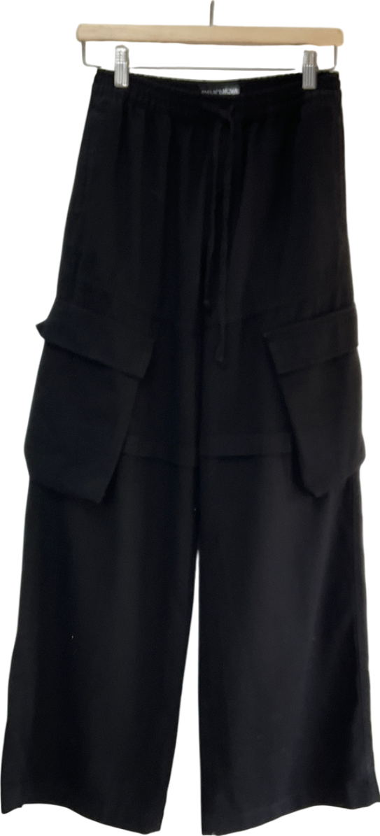 Fashion Nova Black Nice For What Cargo Wide Leg Trousers UK XS