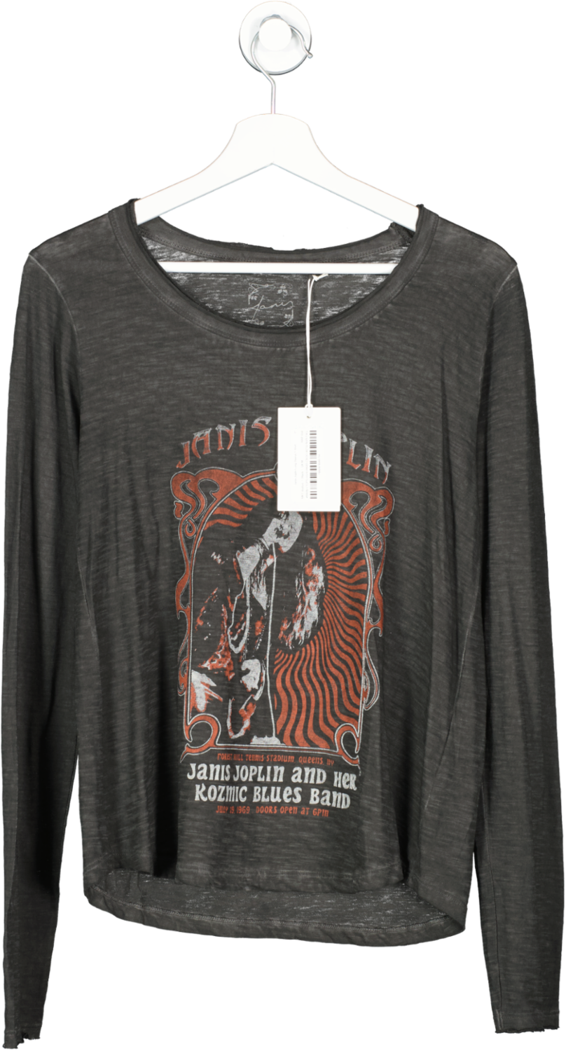 MKT studios Black Janis Joplin Long Sleeve T Shirt UK M