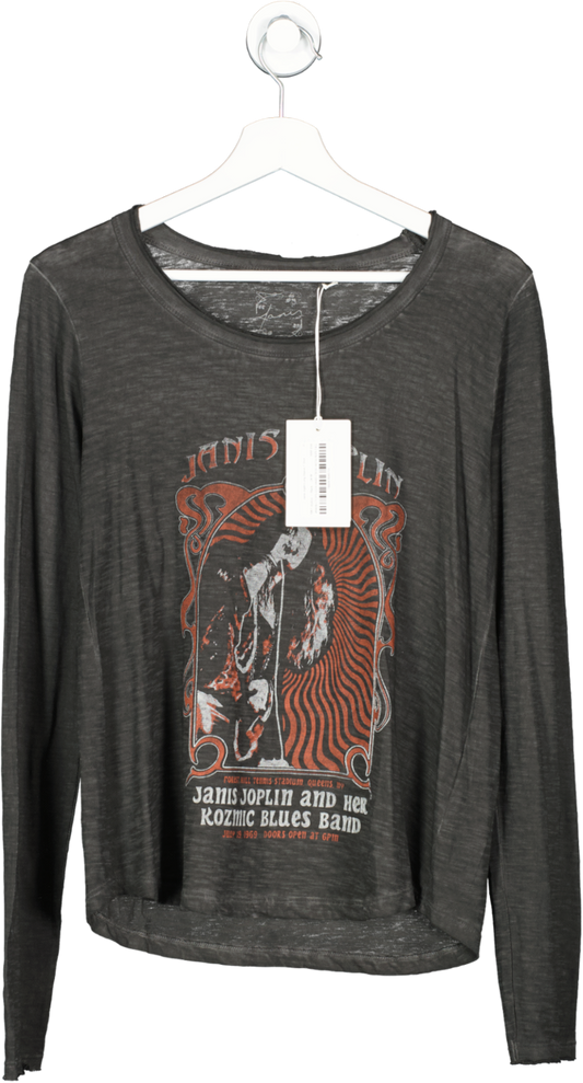 MKT studios Black Janis Joplin Long Sleeve T Shirt UK M
