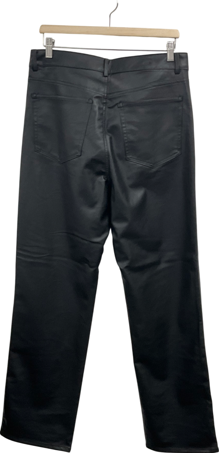 H&M Black Vegan Leather Trousers UK 18