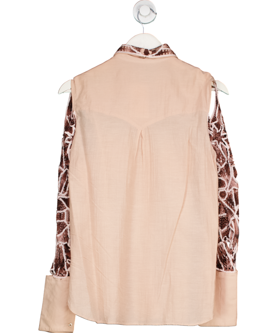Mariana Jungmann Nude Lace Sleeve Shirt UK 8