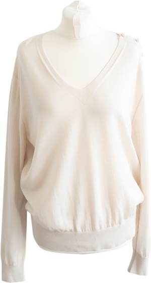 SONIA RYKIEL Cream 100% Virgin Wool Pearl Detail Jumper It42 UK M