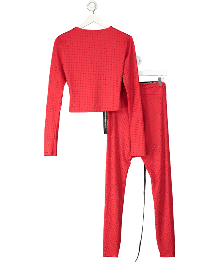 SLA the label Red Nola Diamanté Leggings & Saffi Diamante Top Co-ord Set - Leggings Uk M/top UK L