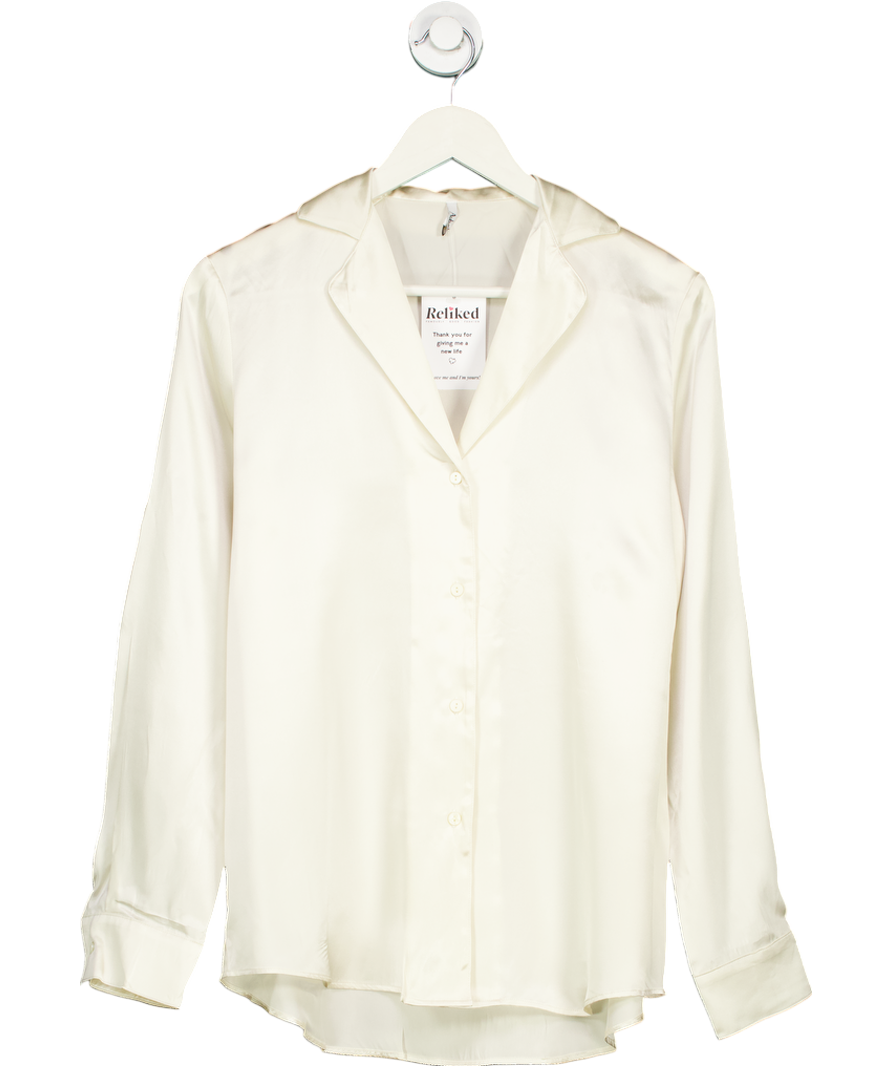 Aubade Cream Long Sleeve Shirt 100% Silk UK XS