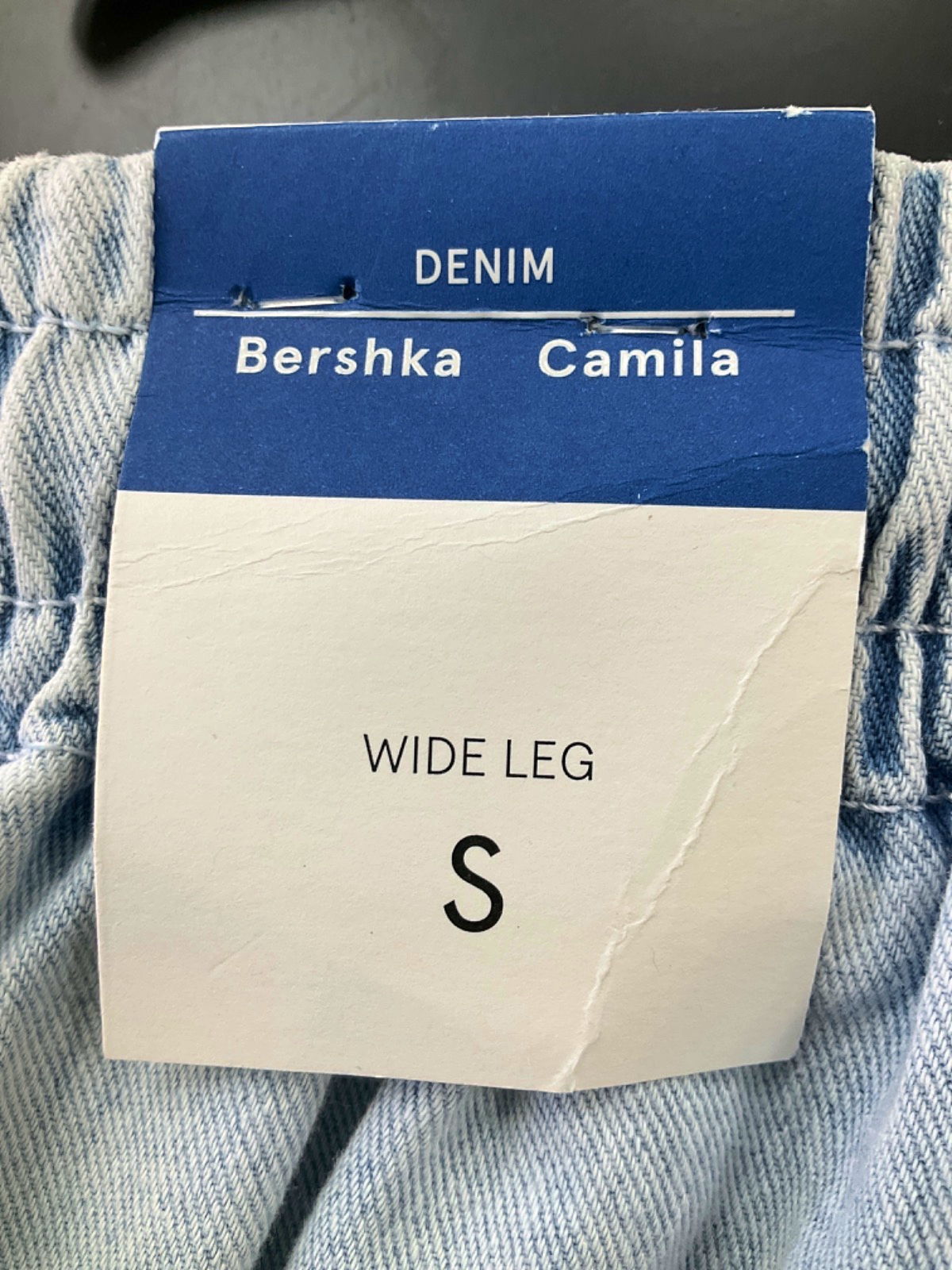 Bershka Blue Wide Leg Drawstring Jeans UK S