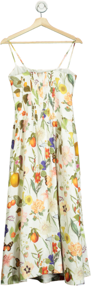 Forever New Cream Pure Linen Brooke Drop Waist Midi Dress UK 8