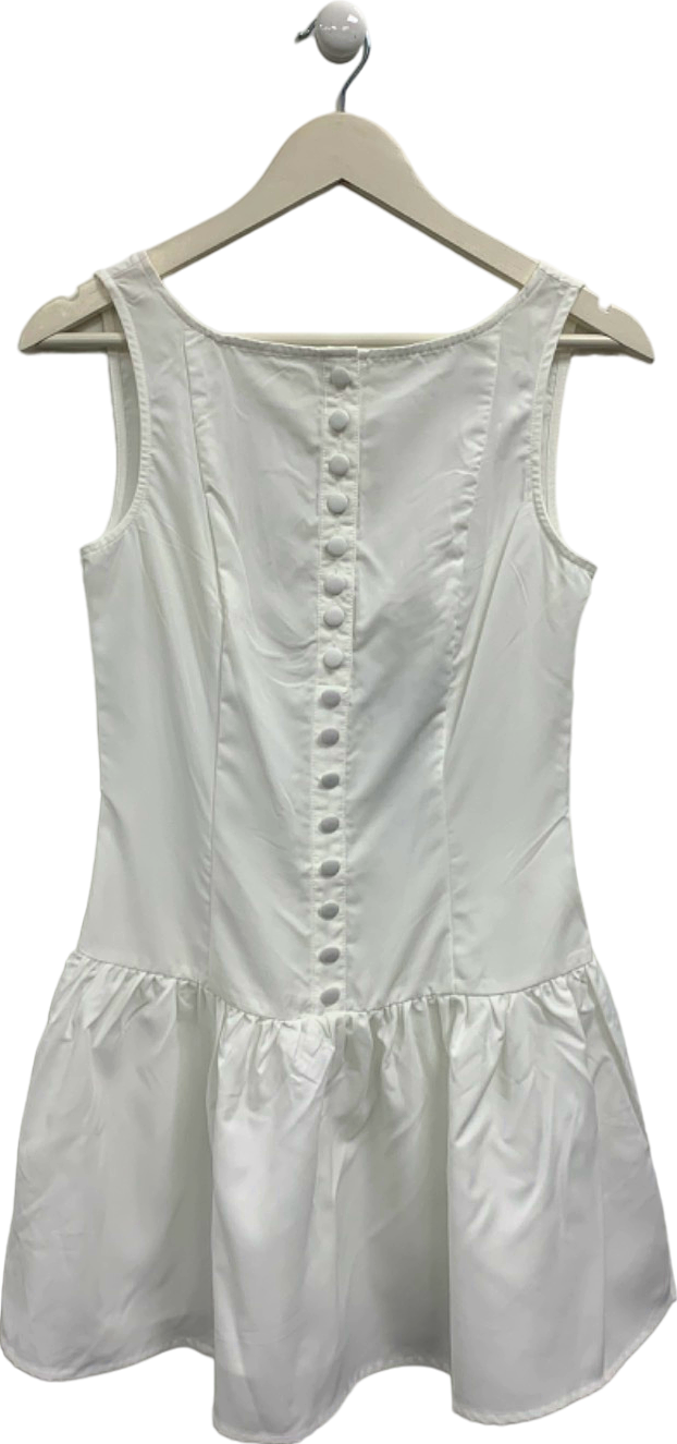 Pretty Little Thing White Button Down Scoop Back Shift Dress UK 8