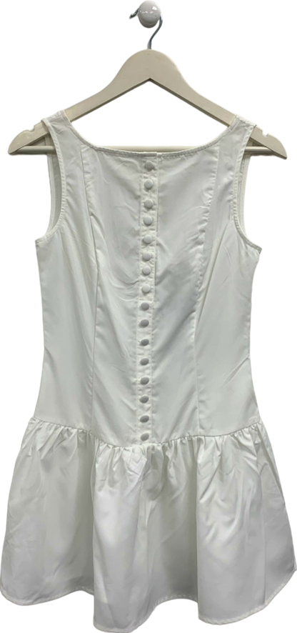 Pretty Little Thing White Button Down Scoop Back Shift Dress UK 8