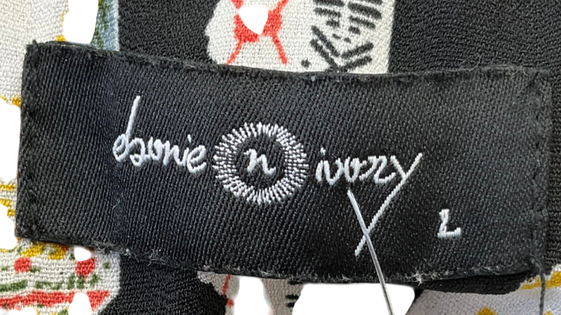 ebonie n ivory Black Patterned Long Sleeve Blouse UK L