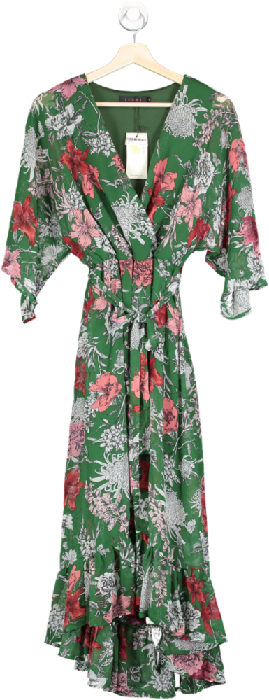 SilkFred Green Kimono Sleeve Floral Maxi Dress Size 8