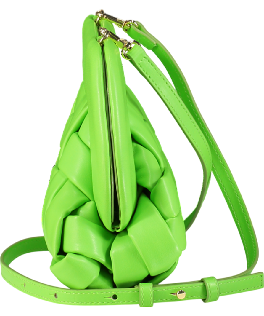 Themoirè Green Bios Woven Mantis Pochette Clutch Bag With Crossbody Strap