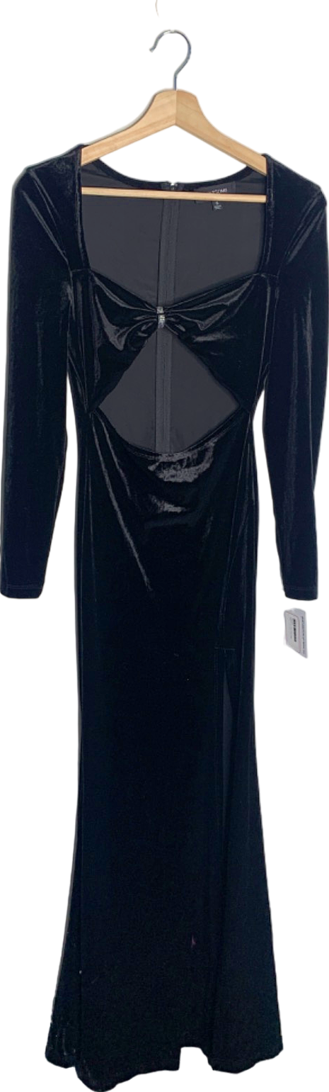 Lovesome Black Velvet Cutout Bodycon Dress UK S