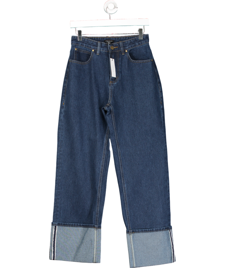 Karen Millen Blue Straight Leg Turn Up Hem Jeans UK 8