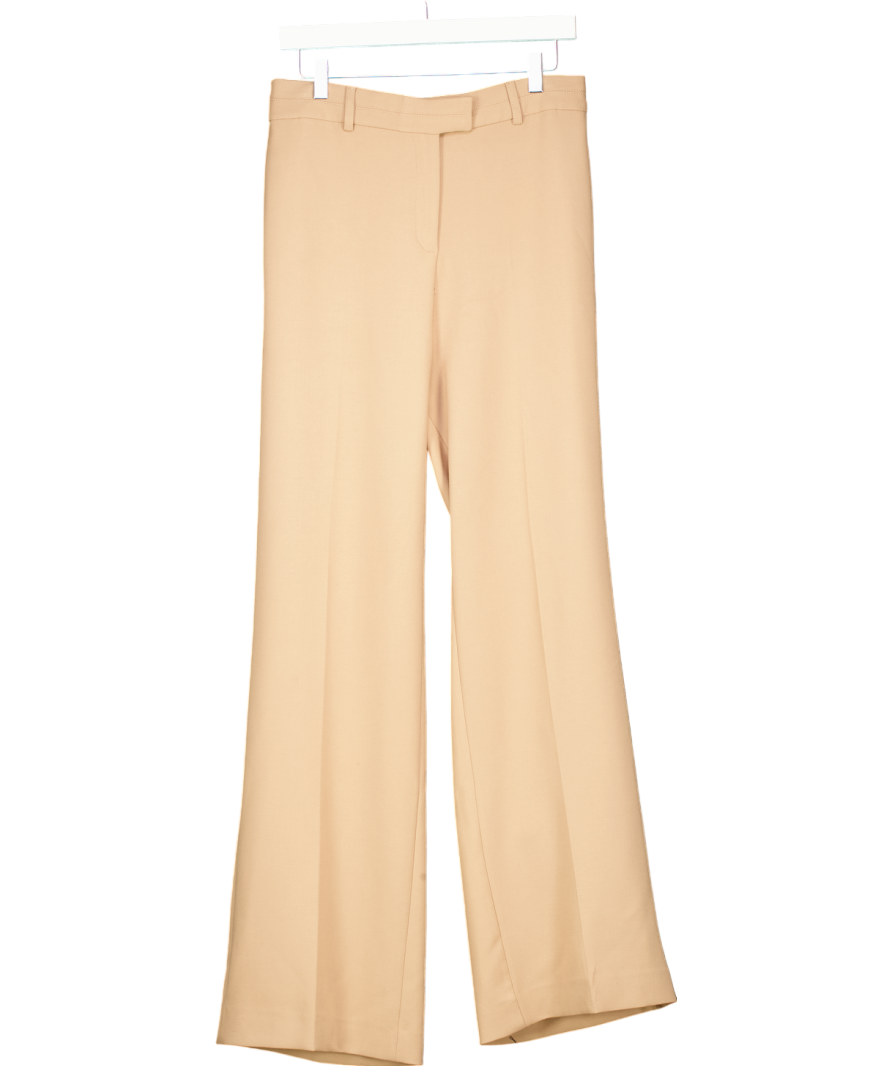 Karen Millen Beige Compact Stretch Tailored Wide Leg Trousers UK 12