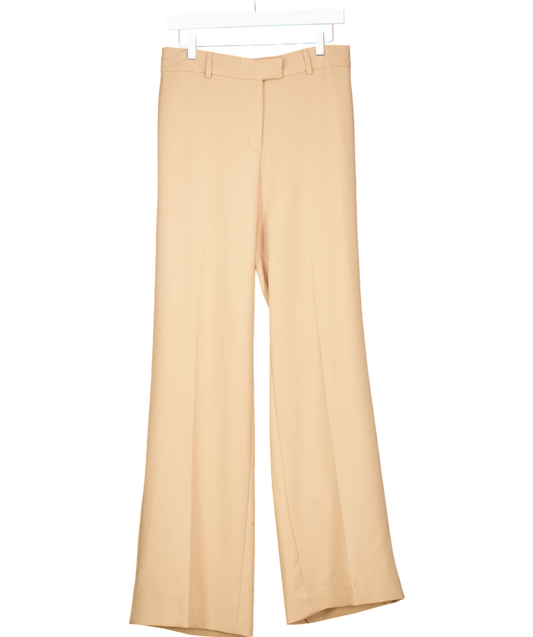 Karen Millen Beige Compact Stretch Tailored Wide Leg Trousers UK 12