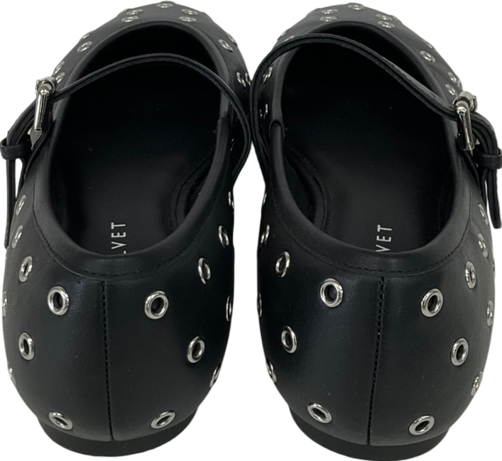 Mint Velvet Black Leather Eyelet Pumps UK 7 EU 40 👠