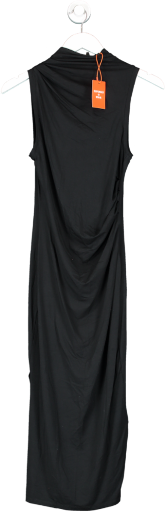 Superdry Ruched Jersey Midi Dress In Black UK XS
