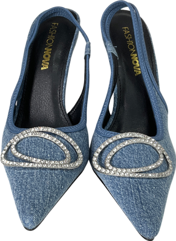 Fashion Nova Blue All Your Love Pumps - Denim Heels UK 6 EU 39 👠