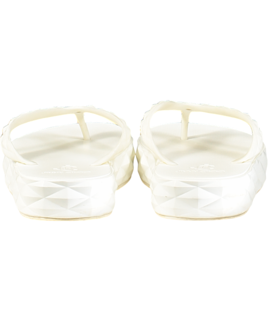 Jimmy Choo White Diamond Flip-flop Sandals UK 4 EU 37 👠