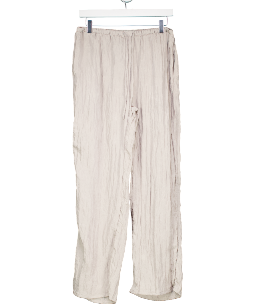 H&M Grey Low Rise Linen-blend Trousers UK M