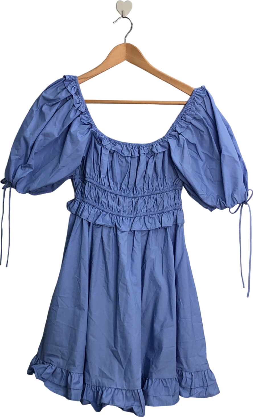 En Saison Blue Puff Sleeve Mini Dress UK XS