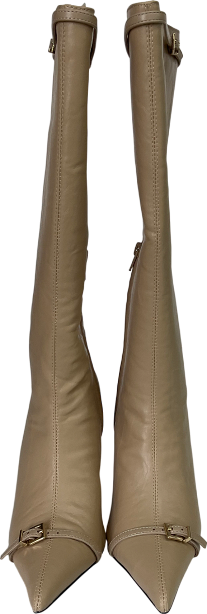 4th & Reckless Beige Buckle Front Knee High Boots UK 7 EU 40 👠