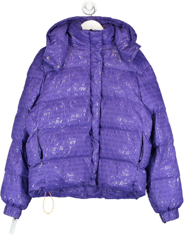 Rotate Birger Christensen Purple Tina Embossed Puffer Jacket UK S
