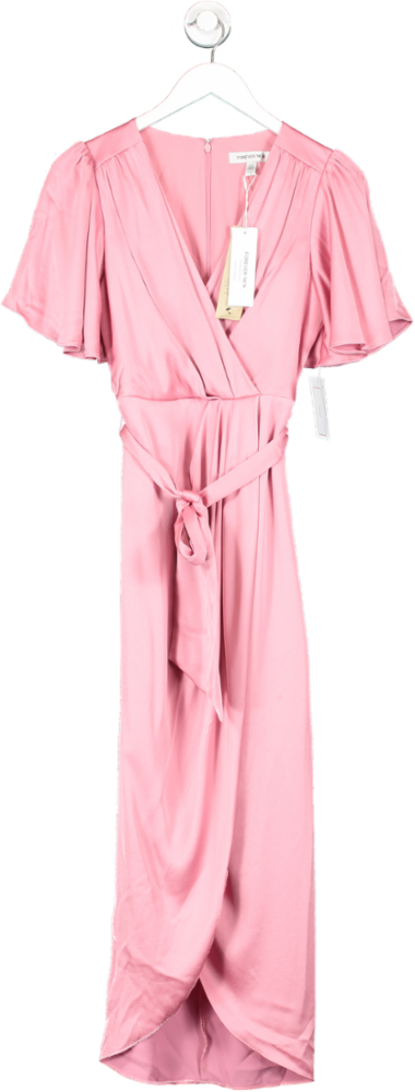 FOREVER NEW Pink Carolina Satin Midi Dress UK 8