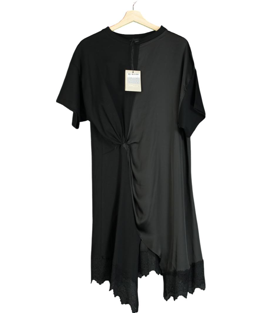 All Saints Black Lana Lace Trim Mini T-shirt Dress UK 14