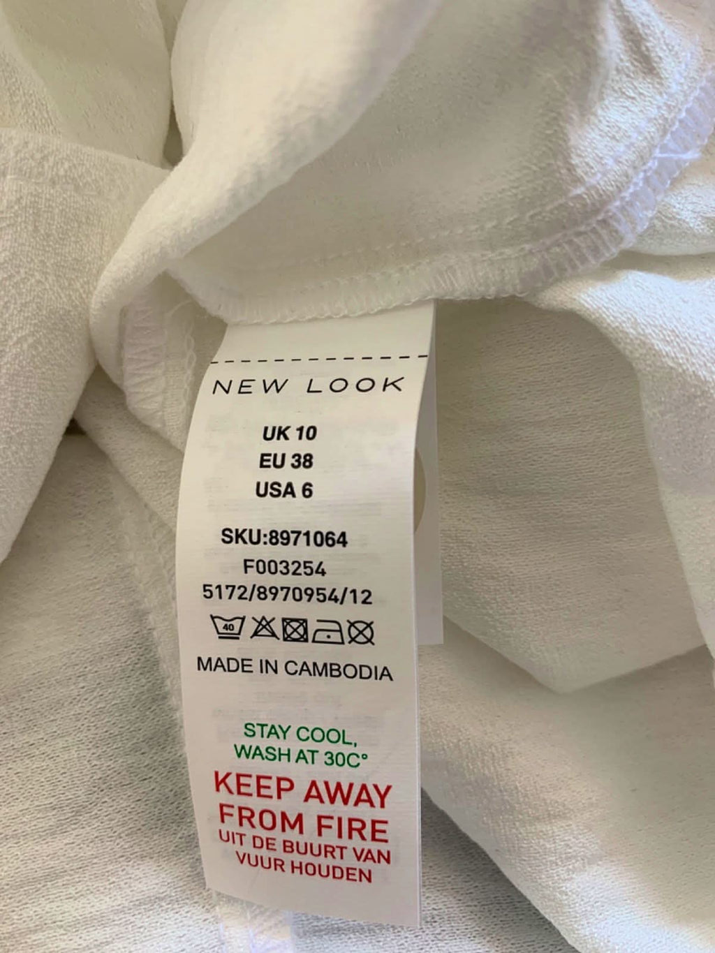 New Look White Sleeveless Buttoned Blouse UK 10