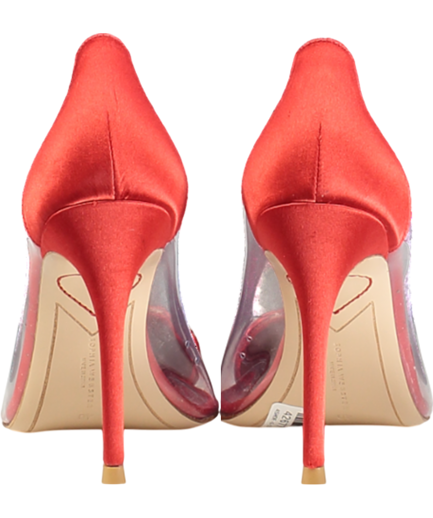Sophia Webster Red Amora Heart-embellished Leather, Satin And Vinyl Heeled Courts UK 7 EU 40 👠