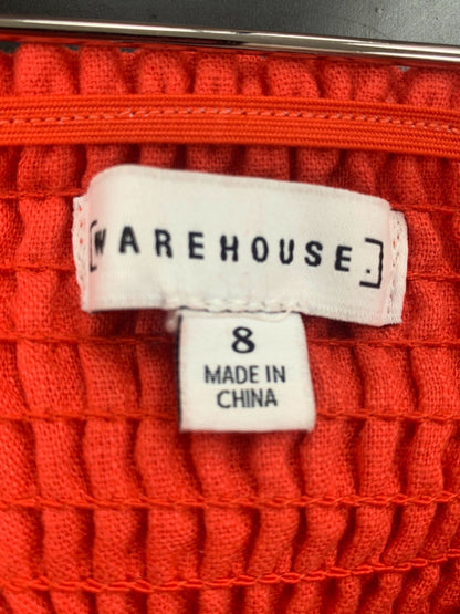 Warehouse Red Puff Sleeve Mini Dress UK 8