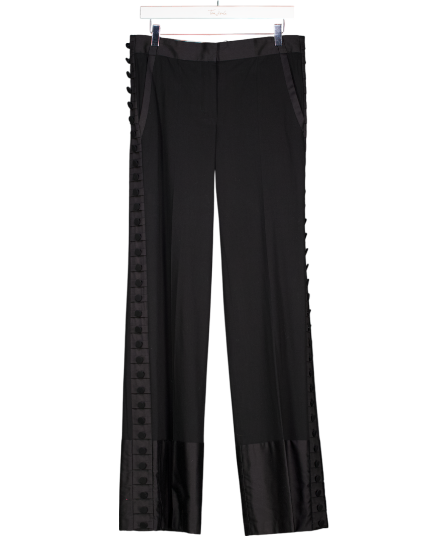 Chloé Black Button Panel Wide Leg Trousers Eu 40 UK 12