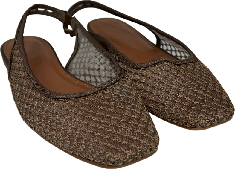 ASOS Beige Lisse Round-toe Slipback Ballet Flats UK 8 EU 41 👠