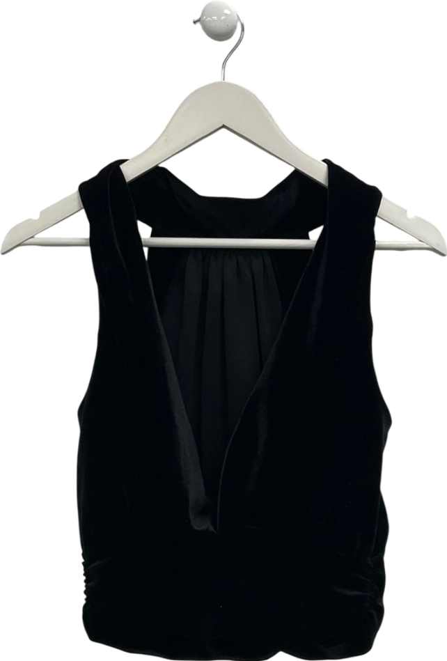 All Saints Black Bellatrix High Neck Velvet Top UK 8