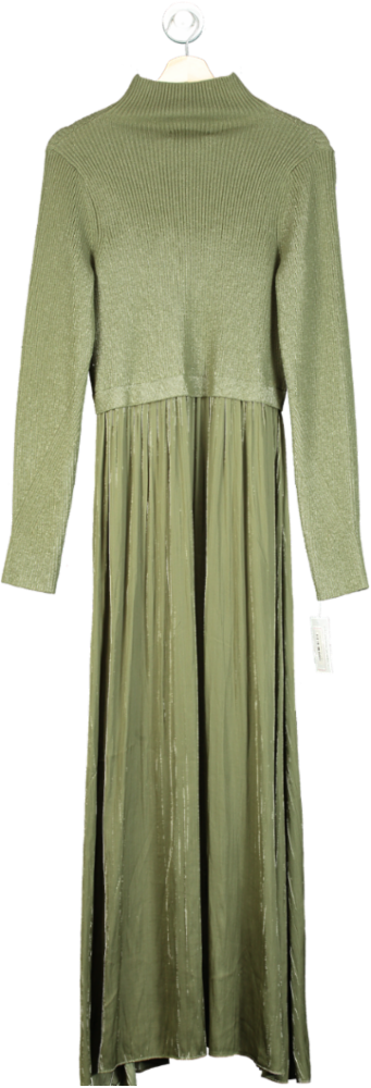 Anthropologie Green Ribbed Sweater Dress UK L