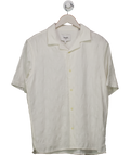 WAX LONDON Cream Didcot - Ecru Waffle Seersucker Cotton Short-sleeve Shirt UK S