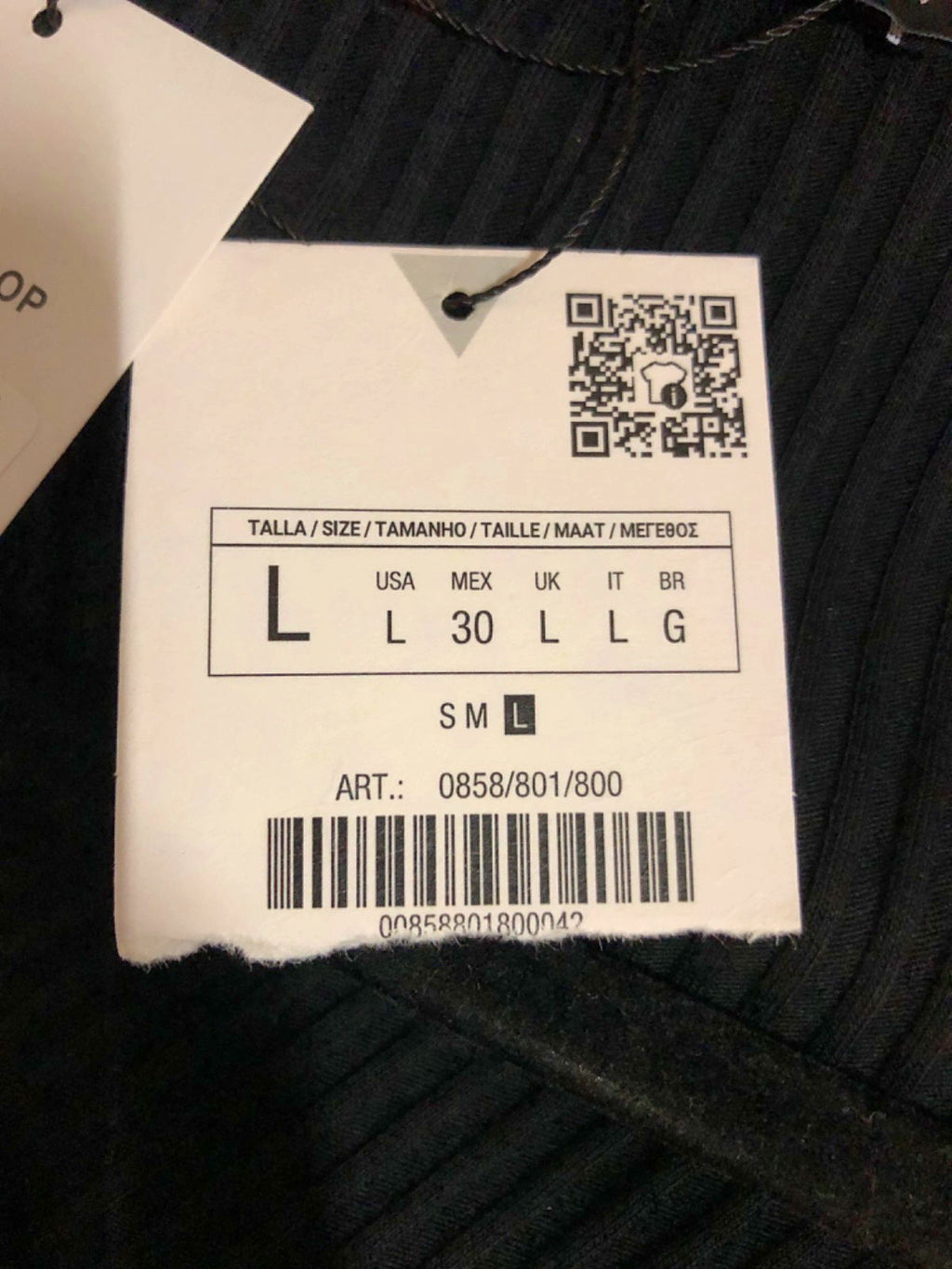 Zara Black Ribbed Dress UK L