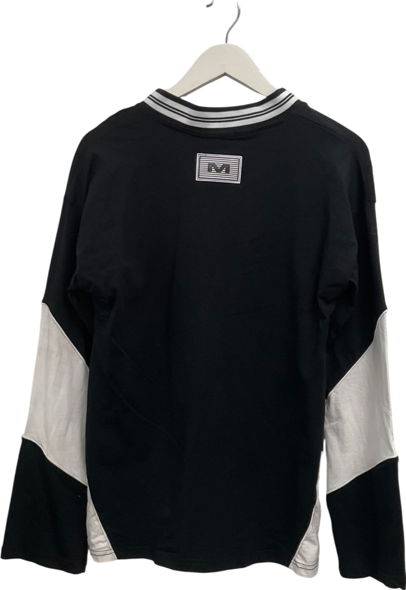 Mars the Label Black Life On Mars Contrast Oversize Long Sleeve Top UK S