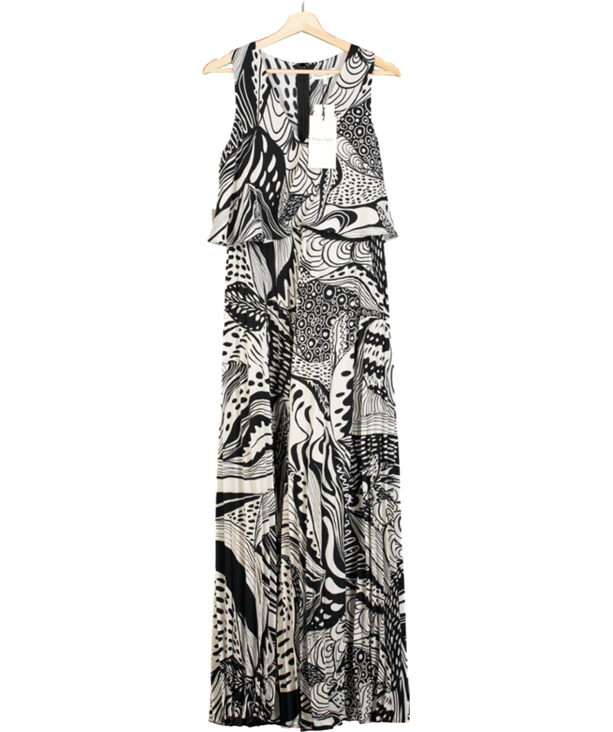 Phase Eight Black Saskia Pleated Wide Leg Jumpsuit, Black/cream UK 10