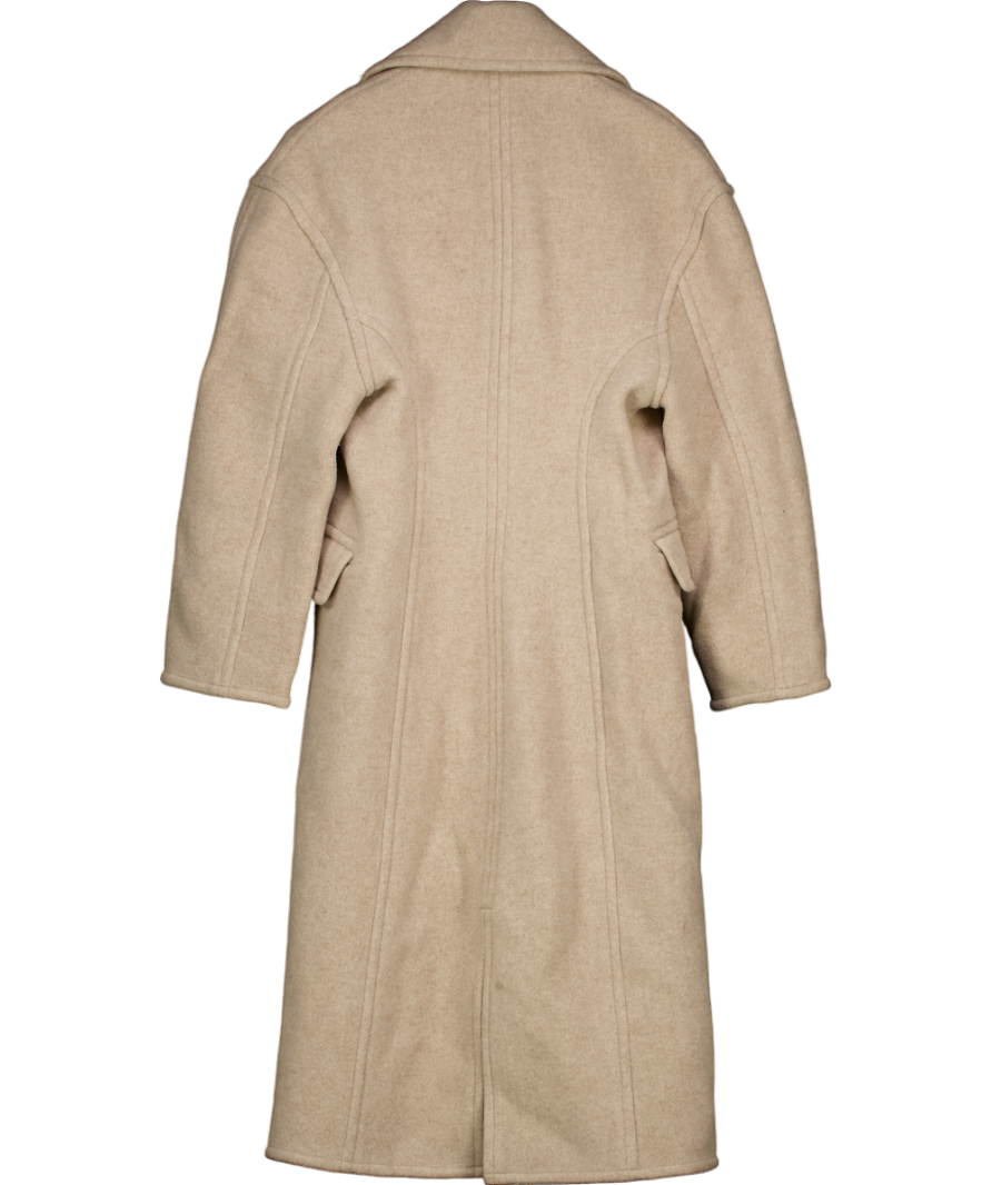 Acne Studios Oatmeal Beige Double Faced Wool Blend Coat De32 UK 4