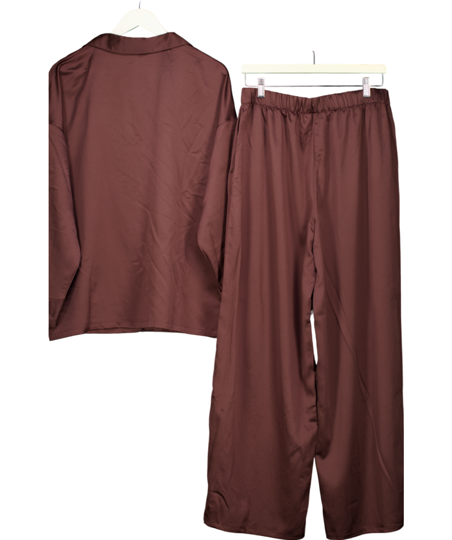 Lounge Underwear Brown Satin Pyjama Set UK L