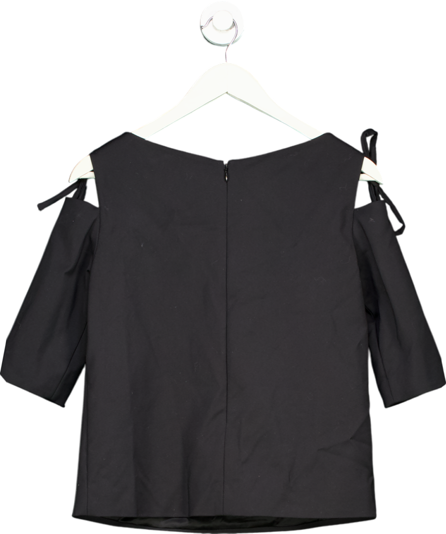 Black Osman Yousefzada Collective Draped Tie Sleeve Blouse UK 8