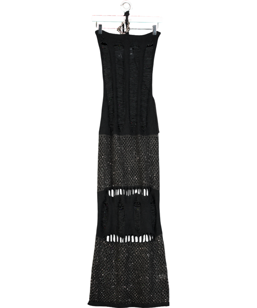 Jaded London Black Venus Knit Mix Halter Neck Maxi Dress UK XS