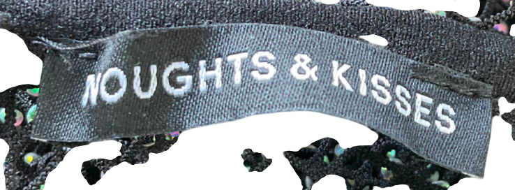 Noughts & Kisses Praya Black Diamante Mesh Feather Top UK L