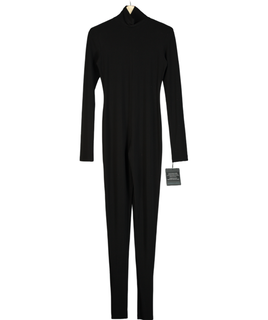 Norma Kamali Black Long Sleeve Turtle Catsuit Footie Jumpsuit UK S