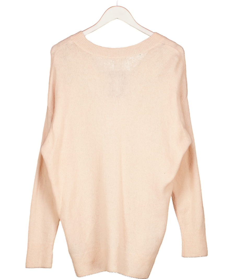 H&M Blush Pink Knitted Mohair-blend V-neck Jumper UK S