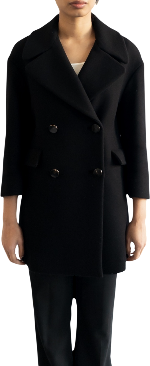 MULBERRY Black Luxury  Double Breasted Pea Coat UK 6